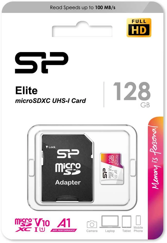 SILIKONIO MAITINIMO KOMPIUTERIS & COMMUNICAT SILICON POWER atminties kortelė Elite Micro SDXC 128GB UHS-I A1 V10