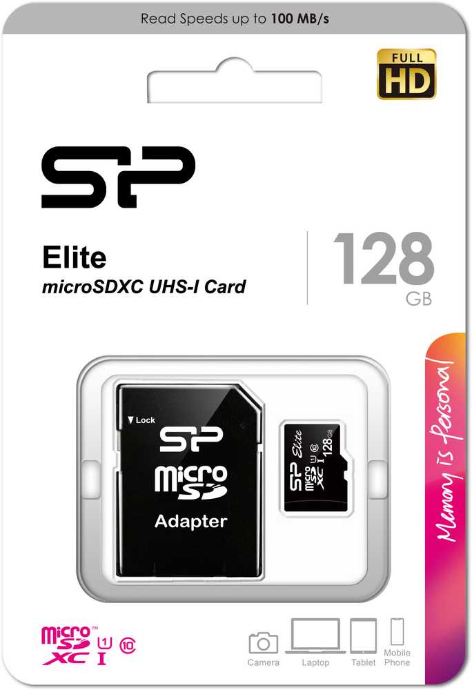 SILIKONIO MAITINIMO KOMPIUTERIS & COMMUNICAT SILICONPOW SP128GBSTXBU1V10SP Silicon Power atminties kortelė Micro SDXC 128GB Class 10 Elite UHS-1 +Adapteriai