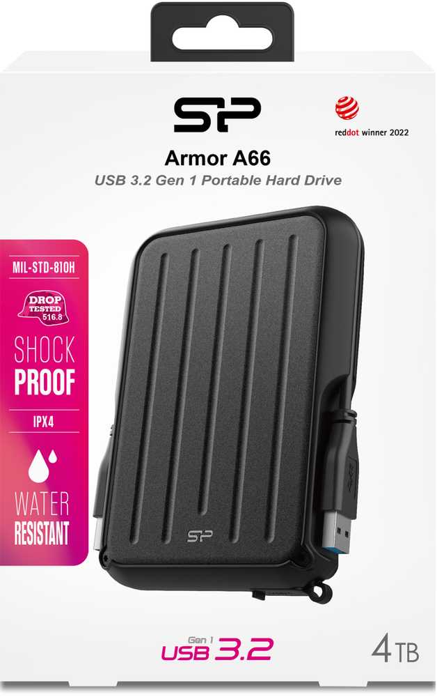 SILICON POWER COMPUTER & COMMUNICAT SILICON POWER Išorinis kietasis diskas HDD Armor A66 2.5" 4TB USB 3.2 IPX4 Juodas