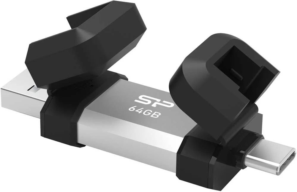 Silicon Power dvigubas USB diskas | „Mobile C51“ | 64 GB | USB C / A tipo | Sidabrinis