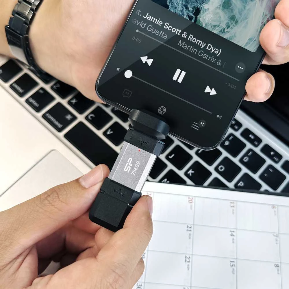 Silicon Power dvigubas USB diskas | „Mobile C51“ | 64 GB | USB C / A tipo | Sidabrinis