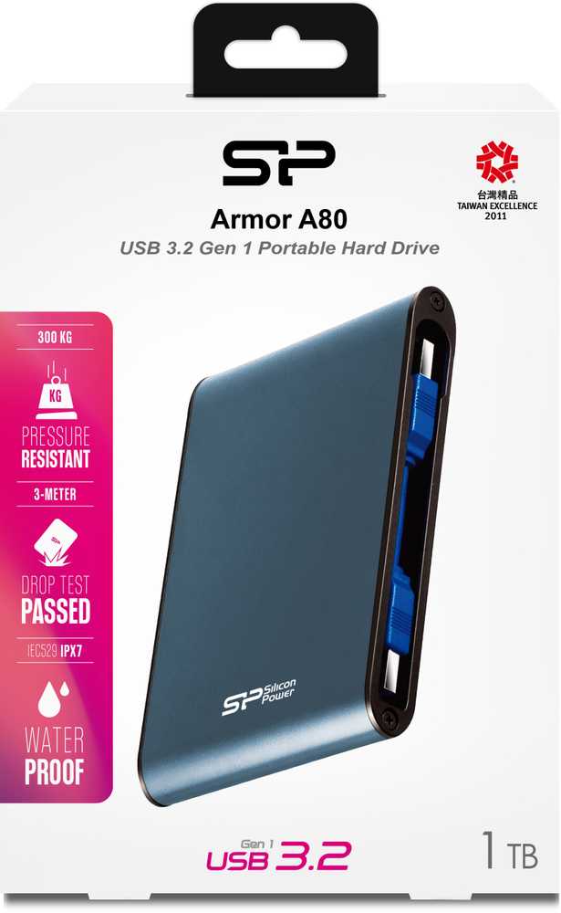 Kietasis diskas Silicon Power Armor A80 1TB 2.5 ", USB 3.0, Mėlyna