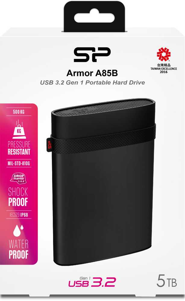 Silicon Power išorinis kietasis diskas 5TB Armor A85B, juodas