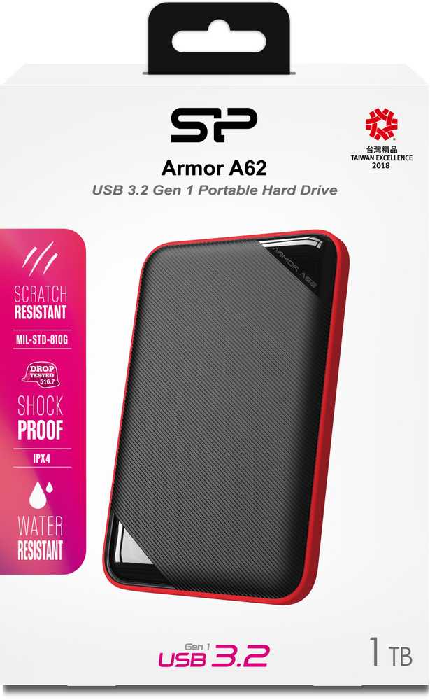 Silicon Power Armor A62 išorinis kietasis diskas 1000 GB Juoda, Raudona