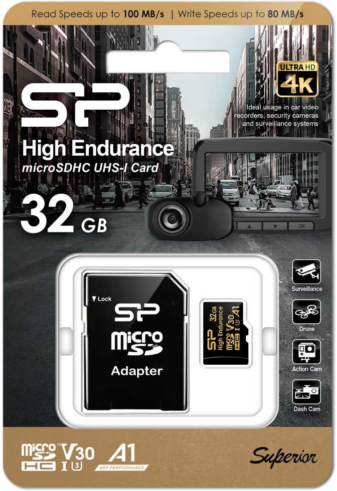 Silicon Power atminties kortelė Micro SDHC 32GB High Endurance + adapteris