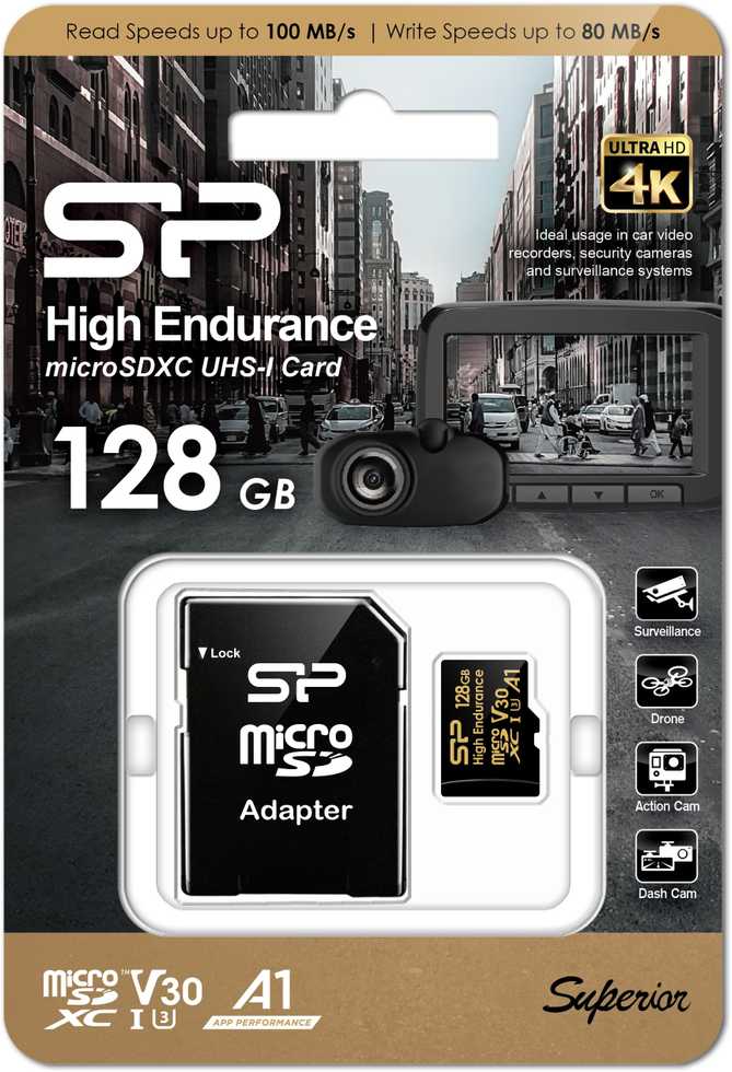 Atminties kortelė SILICON POWER Micro SDXC HIGH ENDURANCE 128GB V30 + ADAPTERIS