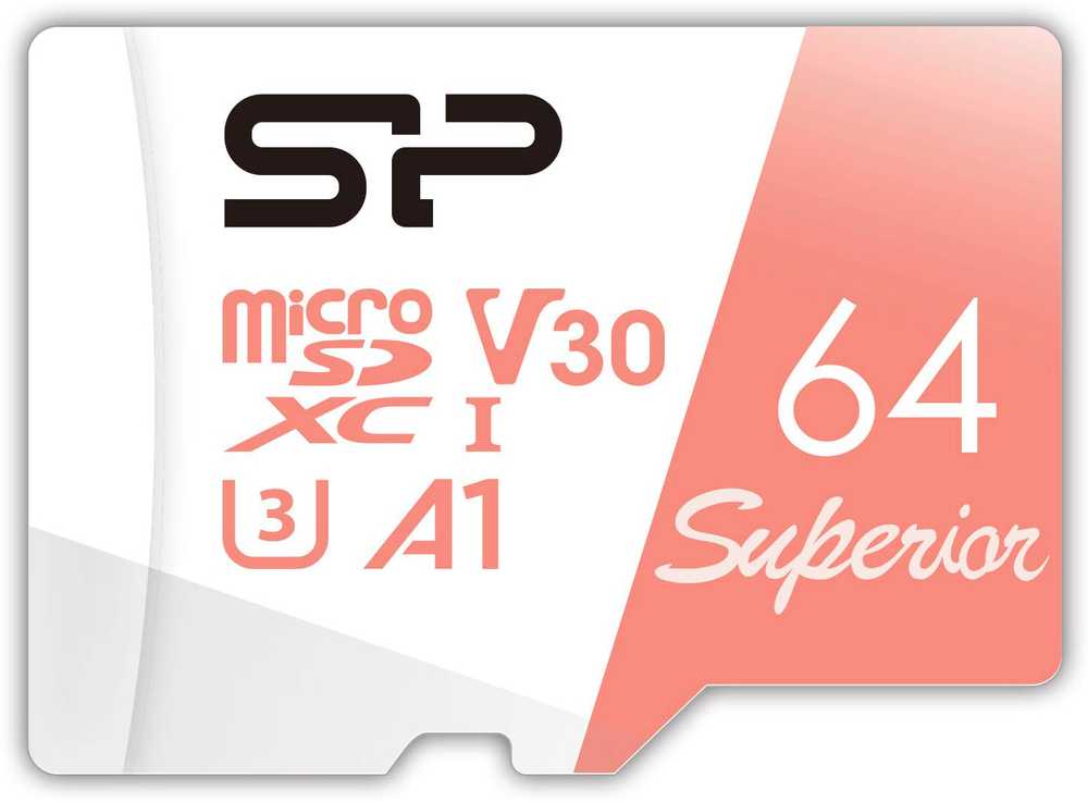 SILICON POWER KOMPIUTERIŲ IR RYŠIO ATMINTIES KORTELĖ „Superior Micro SDXC 64GB UHS-I A3 V30“