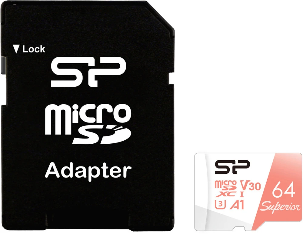 SILICON POWER KOMPIUTERIŲ IR RYŠIO ATMINTIES KORTELĖ „Superior Micro SDXC 64GB UHS-I A3 V30“