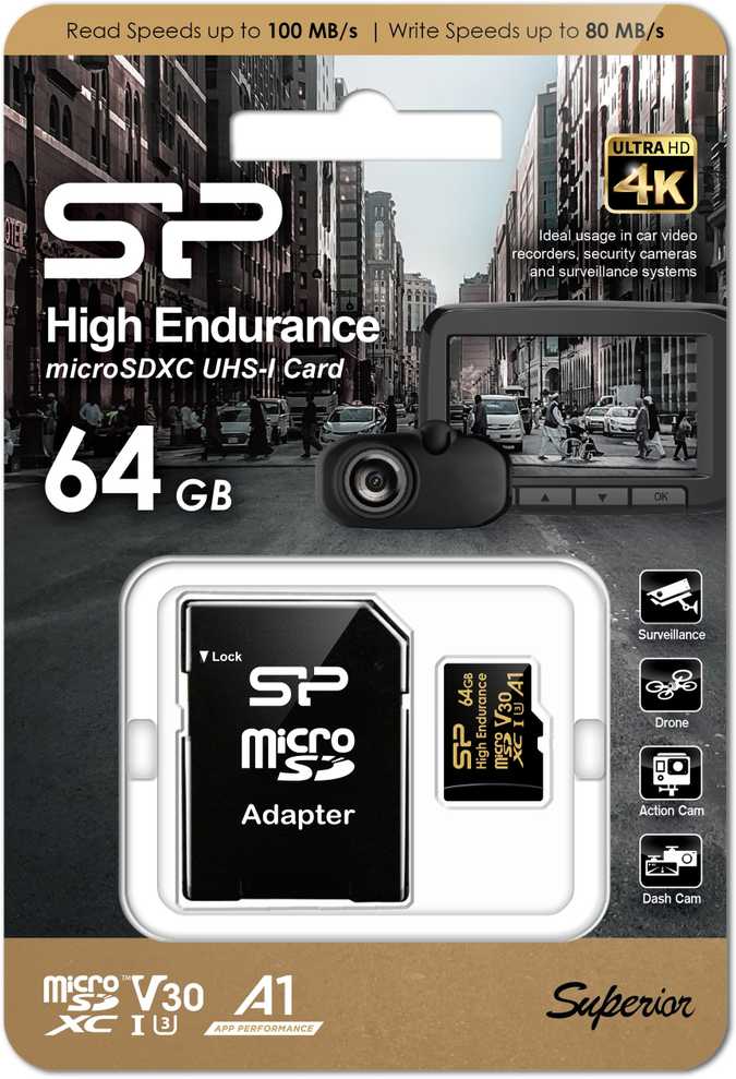 Atminties kortelė SILICON POWER Micro SDXC HIGH ENDURANCE 64GB V30 + ADAPTERIS