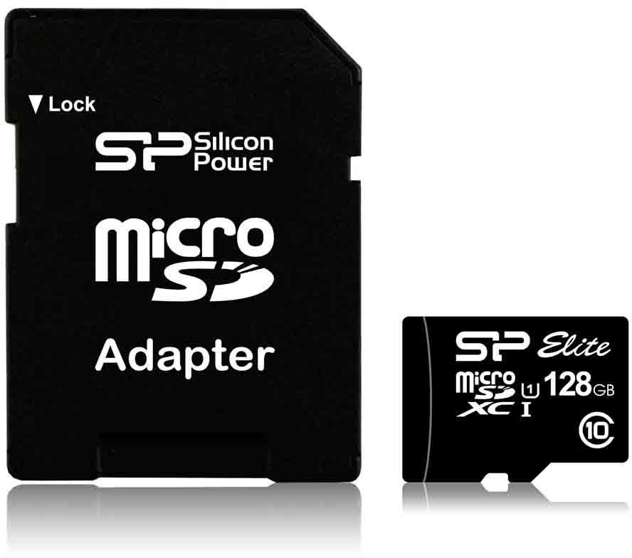 SILIKONIO MAITINIMO KOMPIUTERIS & COMMUNICAT SILICONPOW SP128GBSTXBU1V10SP Silicon Power atminties kortelė Micro SDXC 128GB Class 10 Elite UHS-1 +Adapteriai