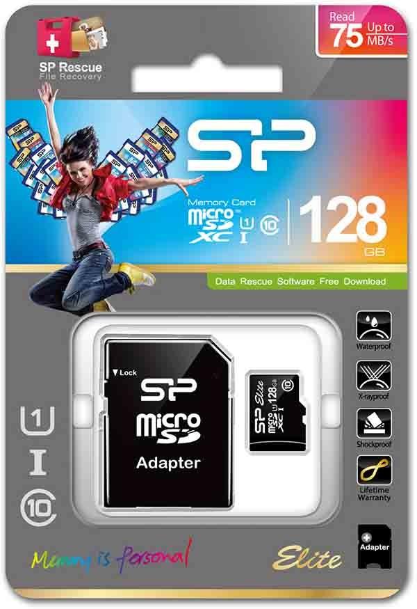 SILIKONIO MAITINIMO KOMPIUTERIS & COMMUNICAT SILICONPOW SP128GBSTXBU1V10SP Silicon Power atminties kortelė Micro SDXC 128GB Class 10 Elite UHS-1 +Adapteriai