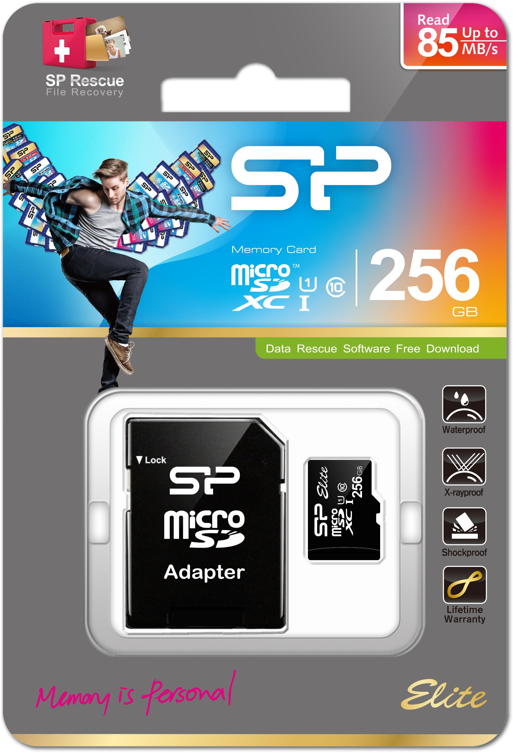 Silicon Power atminties kortelė Micro SDXC 256GB Elite UHS-I Class 10+ adapteris