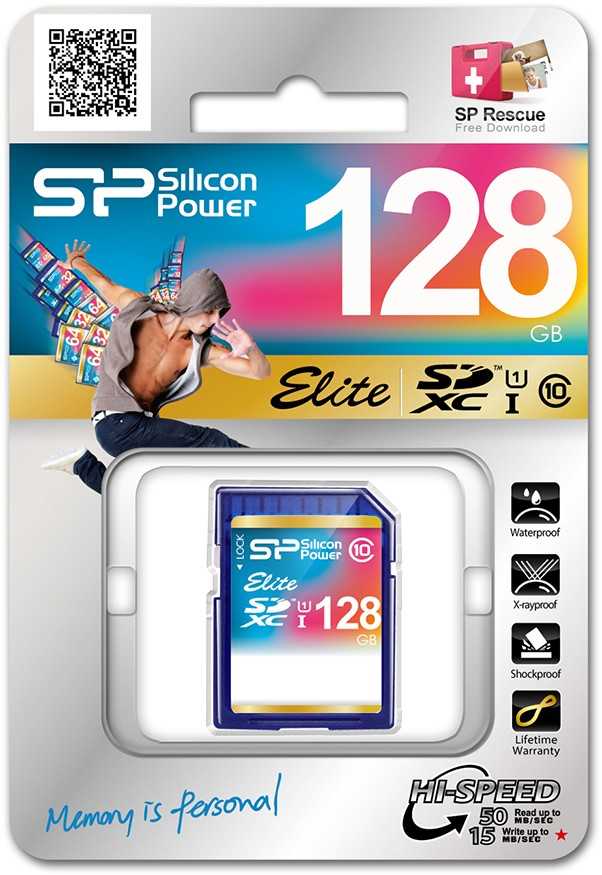 Silicon Power atminties kortelė SDXC 128GB Elite