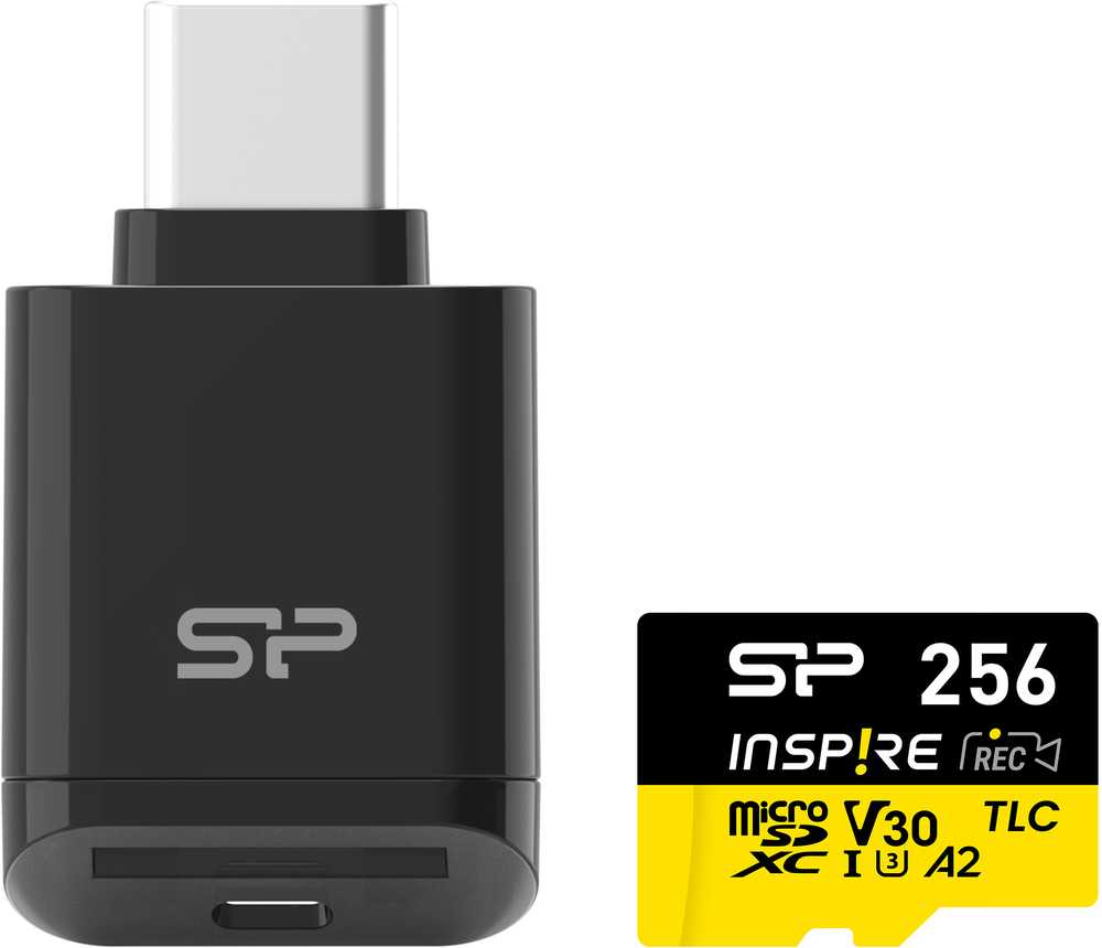 Kietasis diskas Silicon Power Micro SDXC 256GB atminties kortelė Inspire + kortelių skaitytuvas
