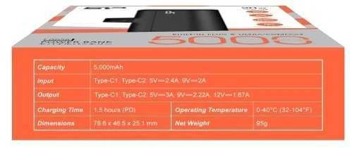 Silicon Power Bank | QD50 | 5000 mAh | USB-C | Baltas