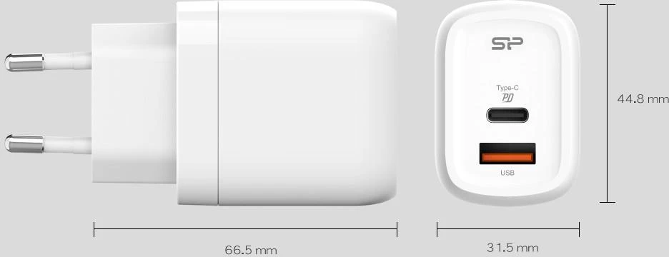 Silicon Power pakrovėjas USB-C/USB QM25 30W, baltas