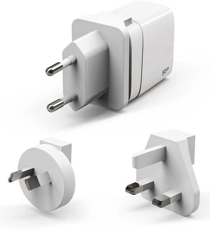 Silicon Power kelioninis adapteris USB/USB-C QM16 20W, baltas