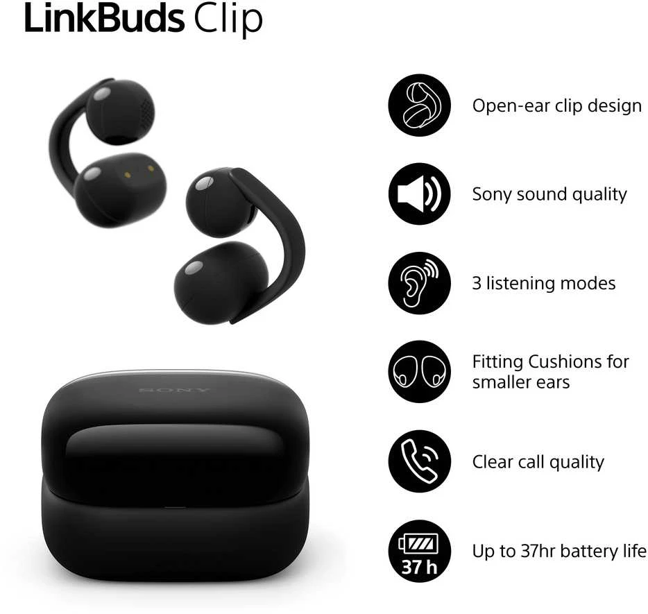Atviros ausinės Sony Linkbuds Clip, Juodos