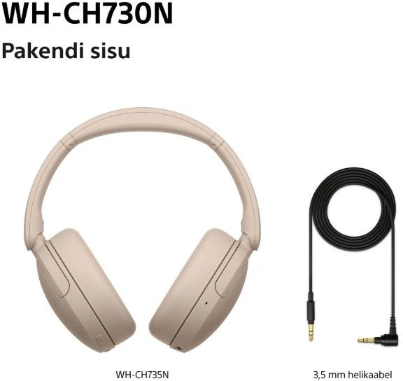 Sony belaidės ausinės WH-CH730N, beige