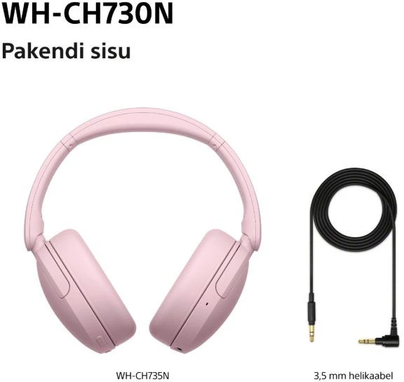 Sony belaidės ausinės WH-CH730N, rožinė