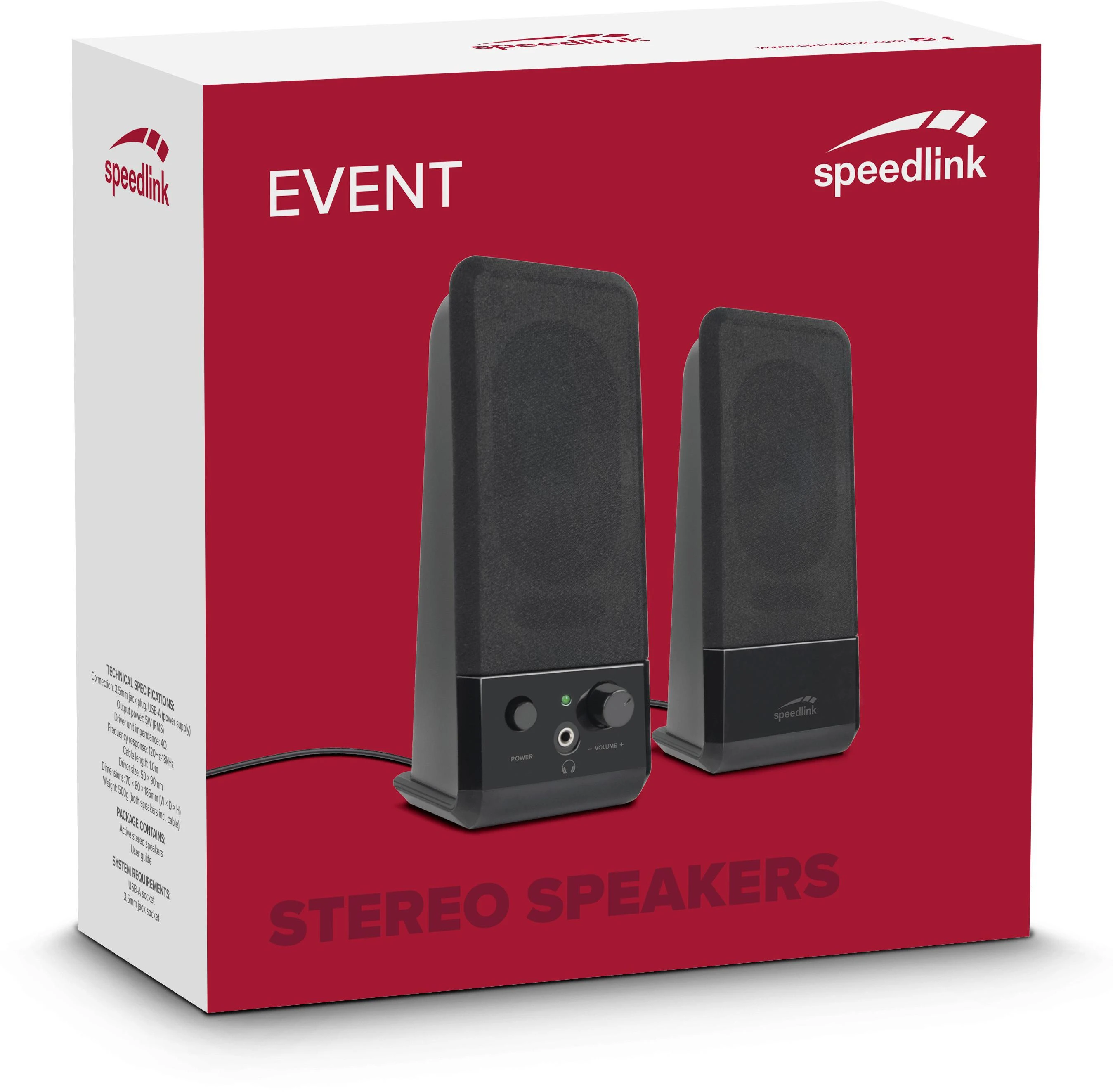 Kompiuterio kolonėlės „Speedlink“ – „Event“ USB maitinami stereo kompiuterio garsiakalbiai