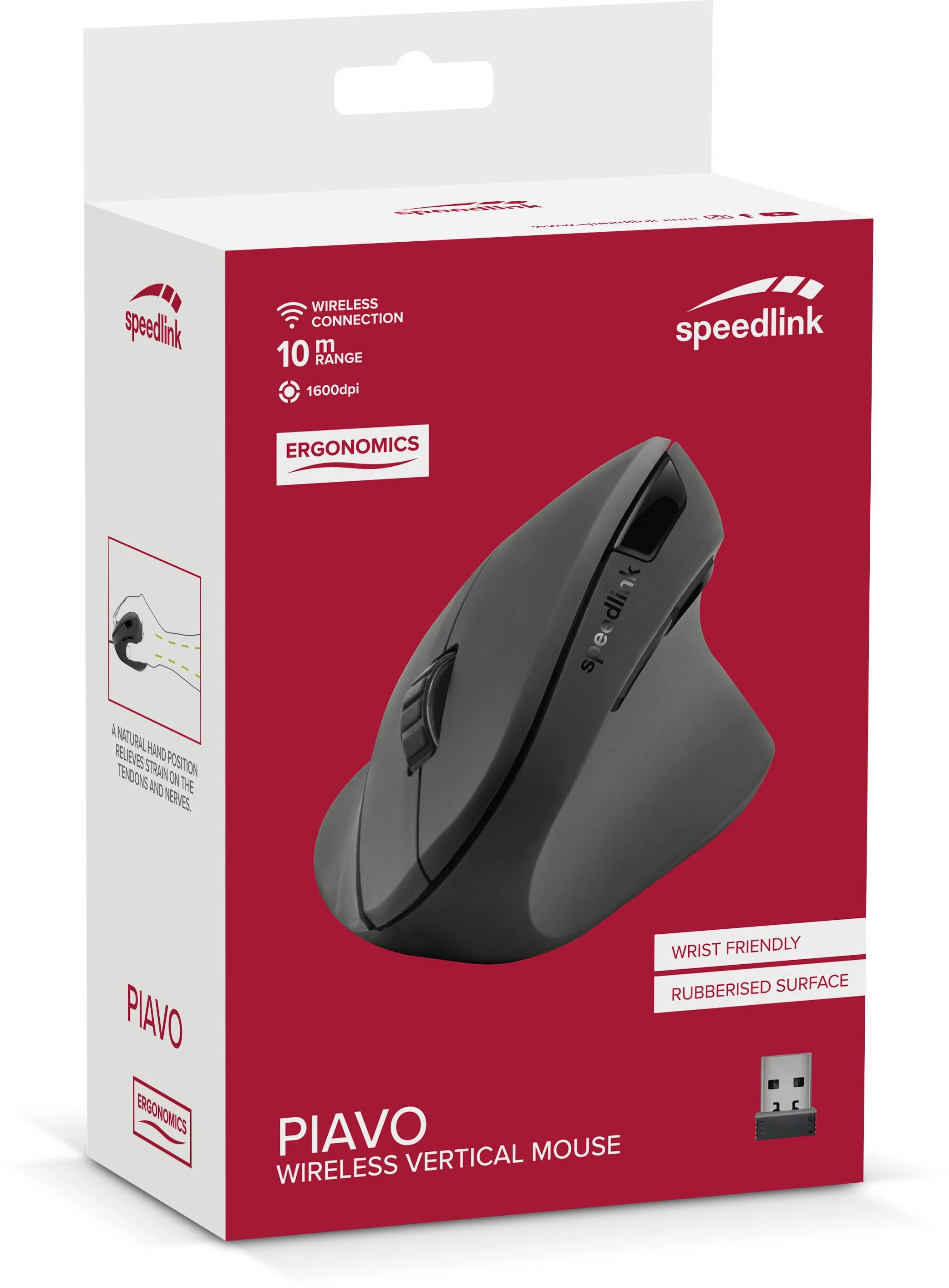 Speedlink Pelė PIAVO. Ergonomie Vertikal. belaidė. juodas retail