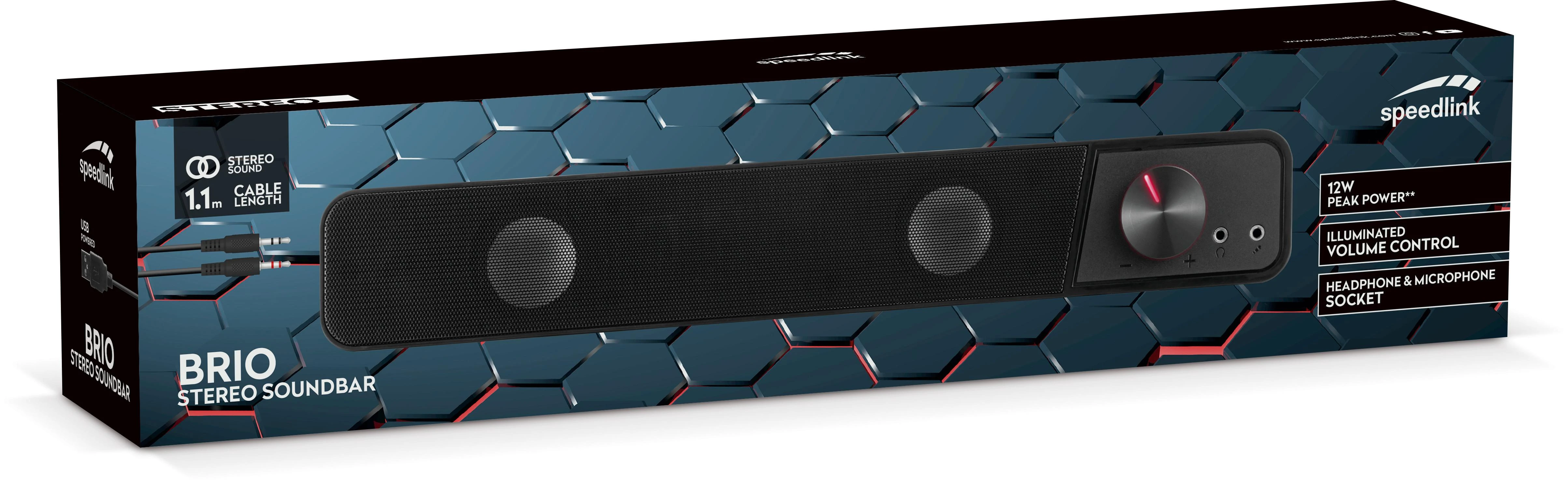 Kompiuterio kolonėlės Speedlink kolonėlė BRIO. Soundbar. Stereo. juodas retail