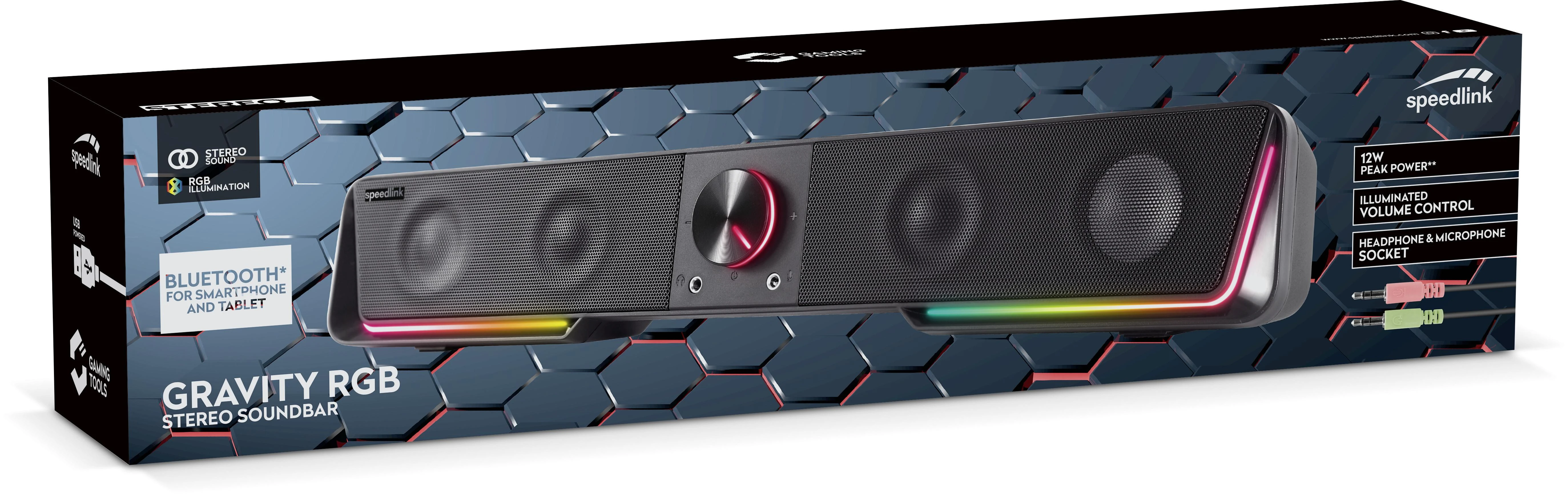 Namų kino sistema Speedlink kolonėlė GRAVITY RGB. Soundbar. juodas retail