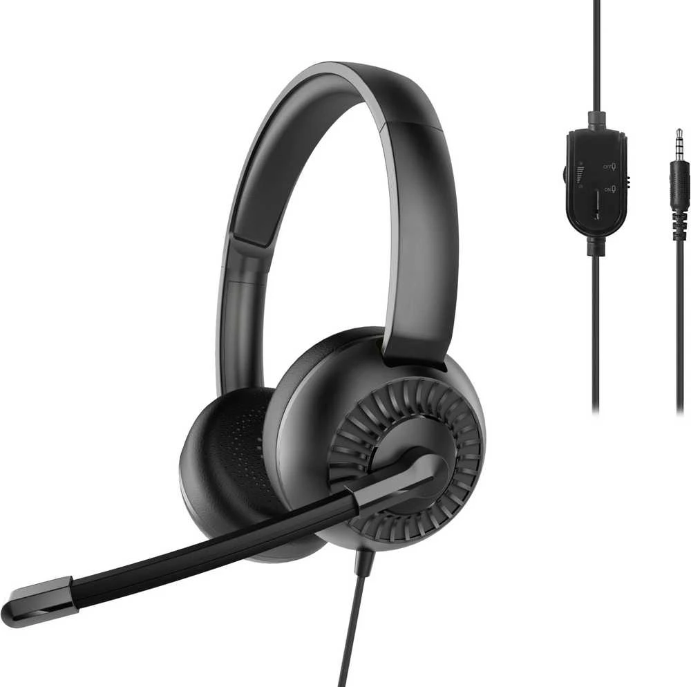 „Speedlink Metis“ stereo ausinės, 3,5 mm lizdas su Y formos adapteriu, juodos