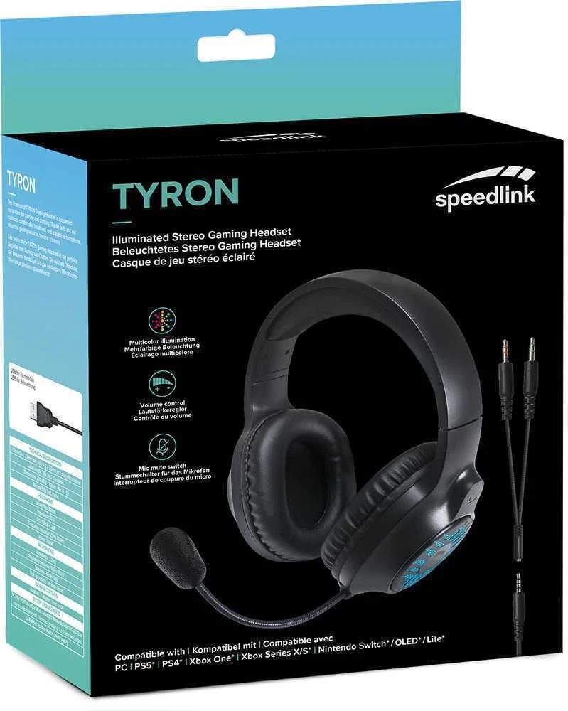 „Speedlink“ ausinės „Tyron RGB Stereo“ (SL-860016-BK)