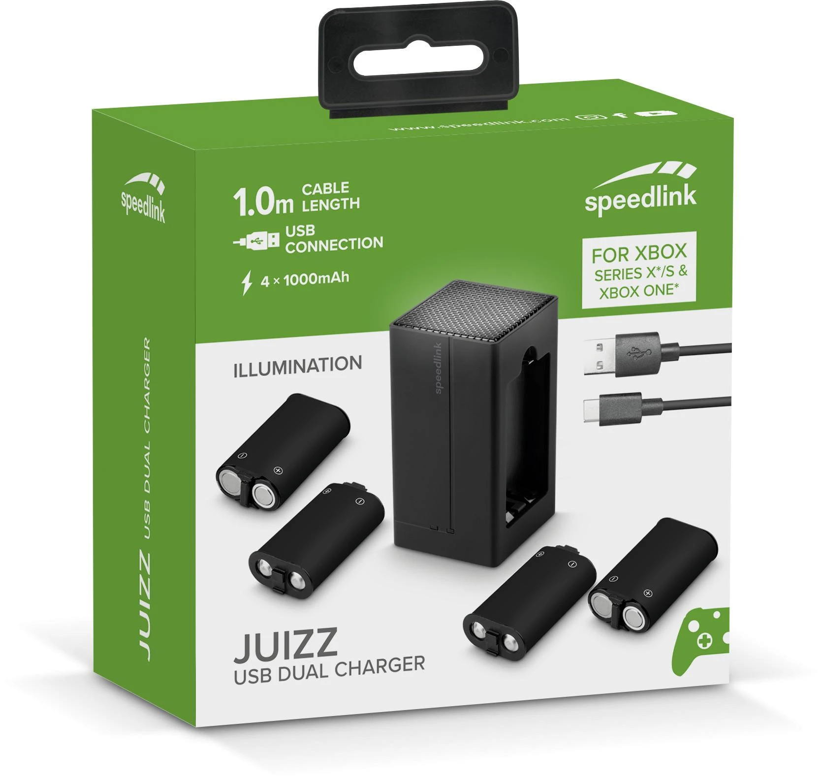 „Speedlink“ įkroviklis „Juizz XBOX USB Dual“ (SL-260003-BK)