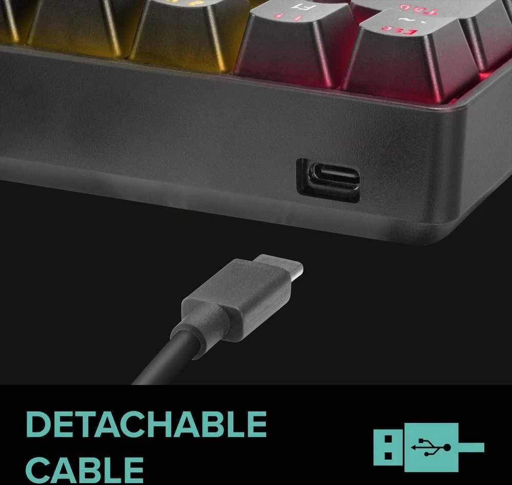 Speedlink ATMOS RGB Rainbow mechaninė žaidimų klaviatūra su rudais jungikliais, juoda, JAV išdėstymas