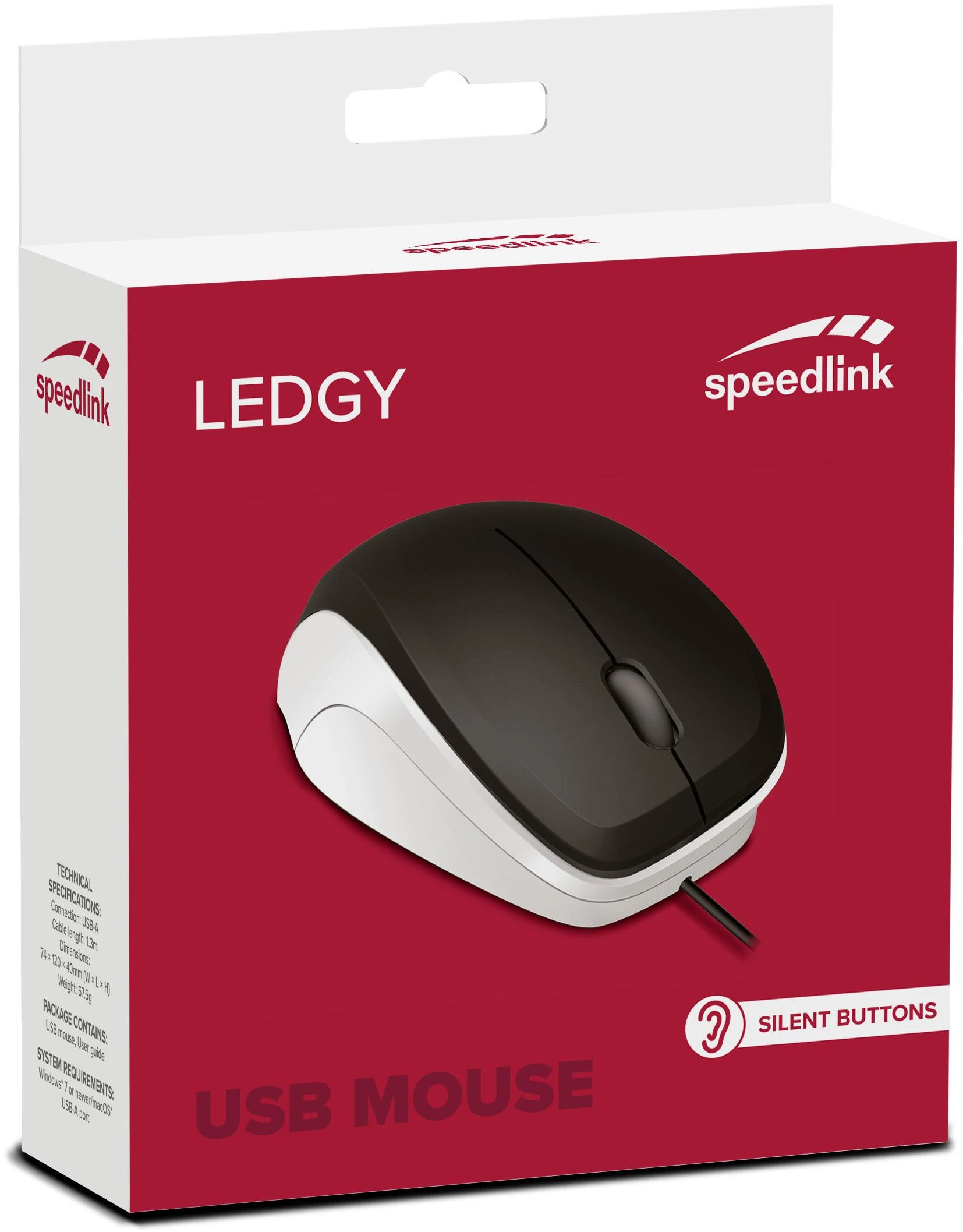 Speedlink pelė Ledgy Silent, juoda/balta (SL-610015-BKWE)