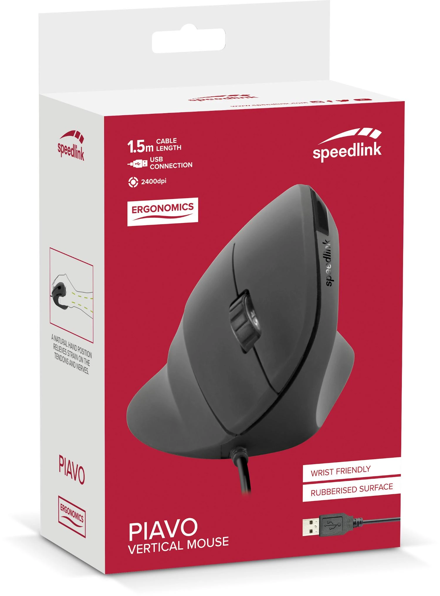 Speedlink Pelė PIAVO. Ergonomie Vertikal. USB. juodas retail