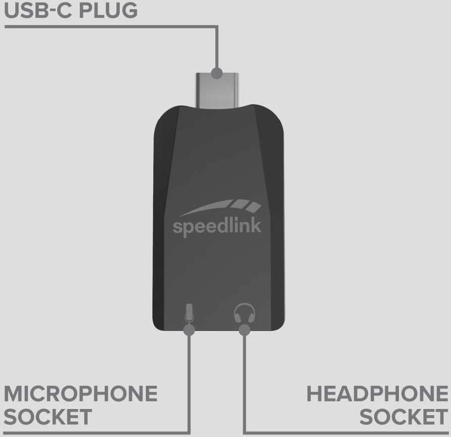 Ausinės „Speedlink Vigo USB-C“ garso plokštė (SL-880501-BK)