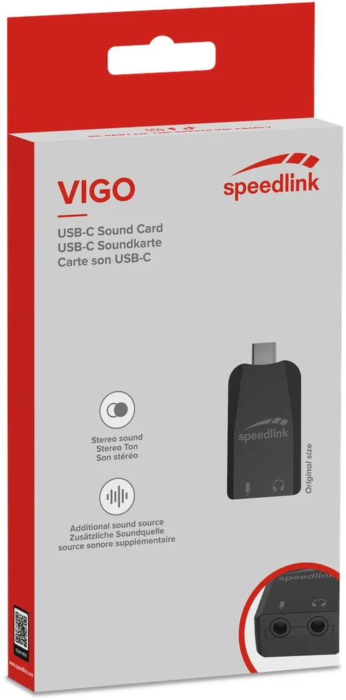 Ausinės „Speedlink Vigo USB-C“ garso plokštė (SL-880501-BK)