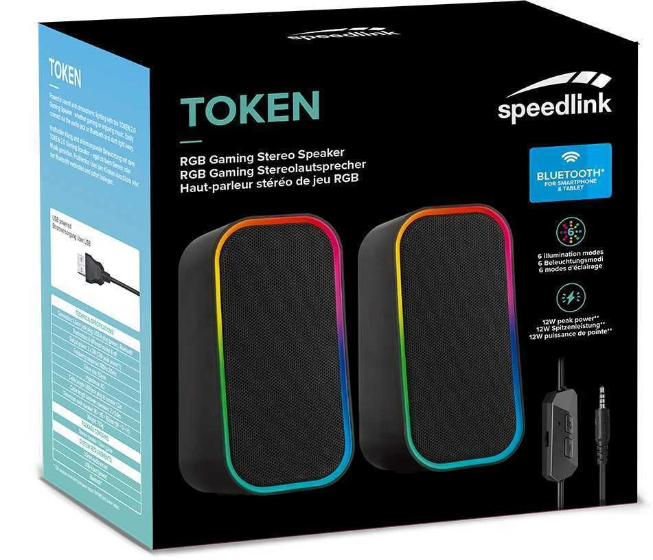 Kompiuterio kolonėlės „Speedlink“ – TOKEN RGB žaidimų stereo kolonėlė, juoda