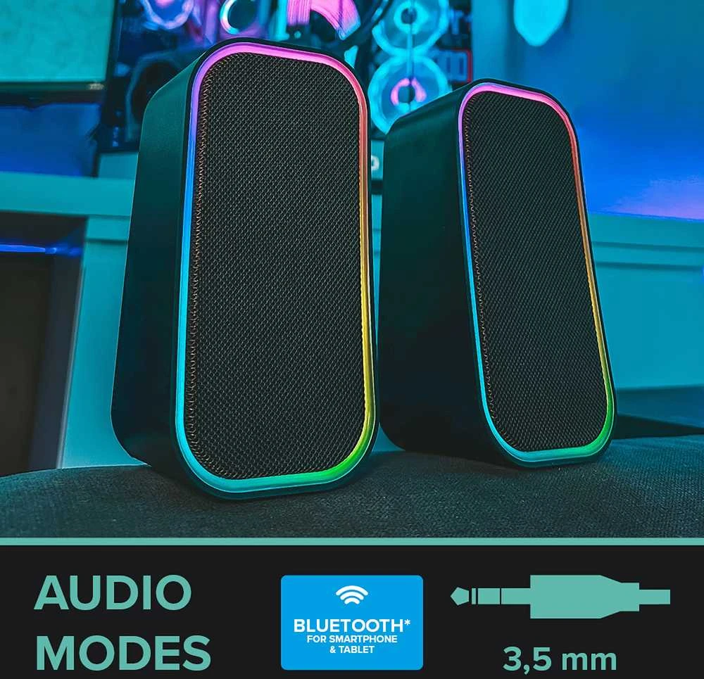 Kompiuterio kolonėlės „Speedlink“ – TOKEN RGB žaidimų stereo kolonėlė, juoda