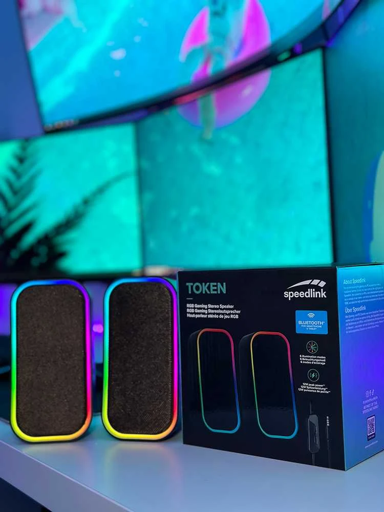 Kompiuterio kolonėlės „Speedlink“ – TOKEN RGB žaidimų stereo kolonėlė, juoda