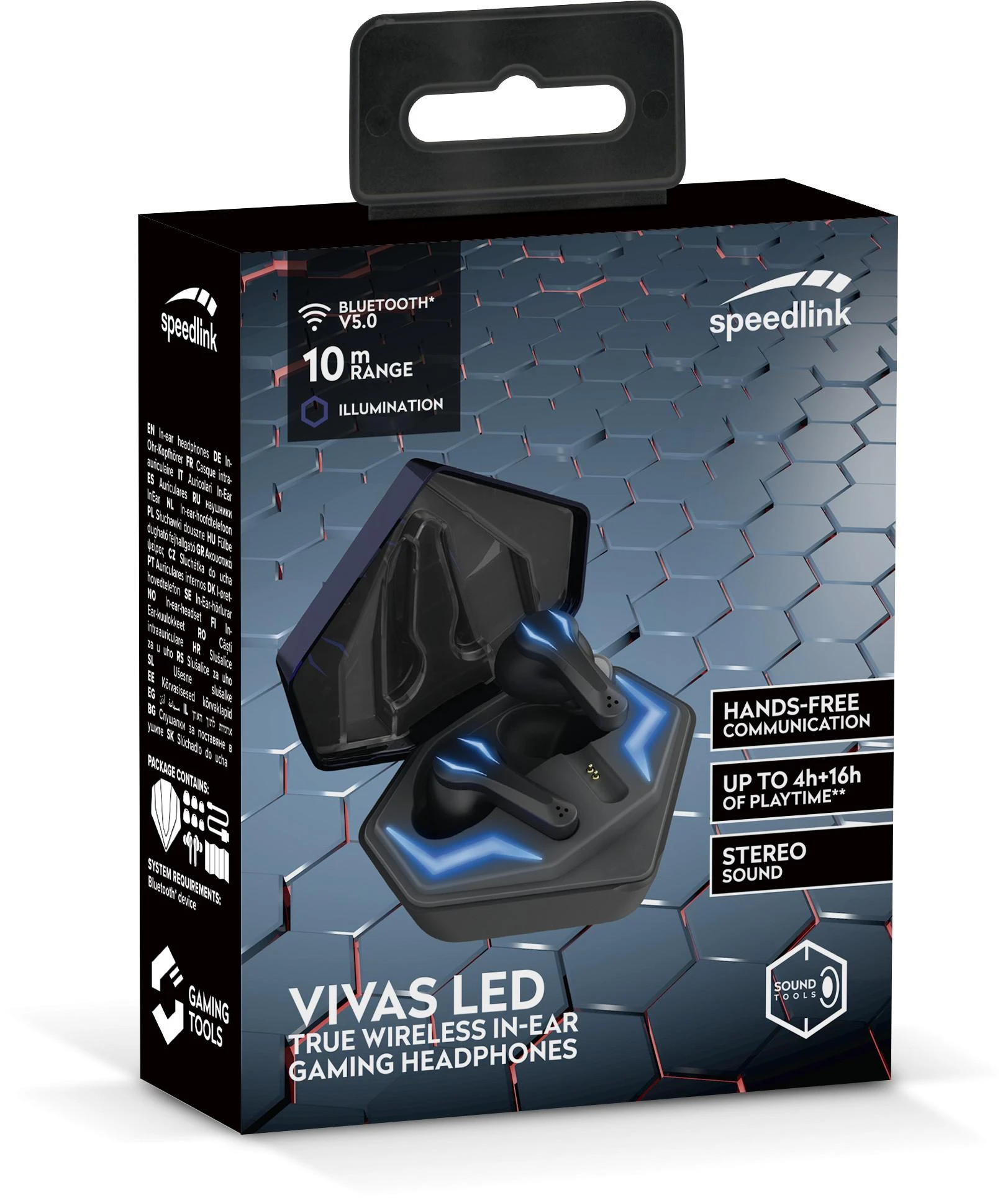 Speedlink VIVAS LED Gaming True Belaidės In-Ear ausinės, juodos