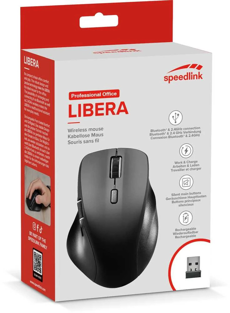 „Speedlink LIBERA“ įkraunama ir belaidė pelė su „Bluetooth“ – juoda