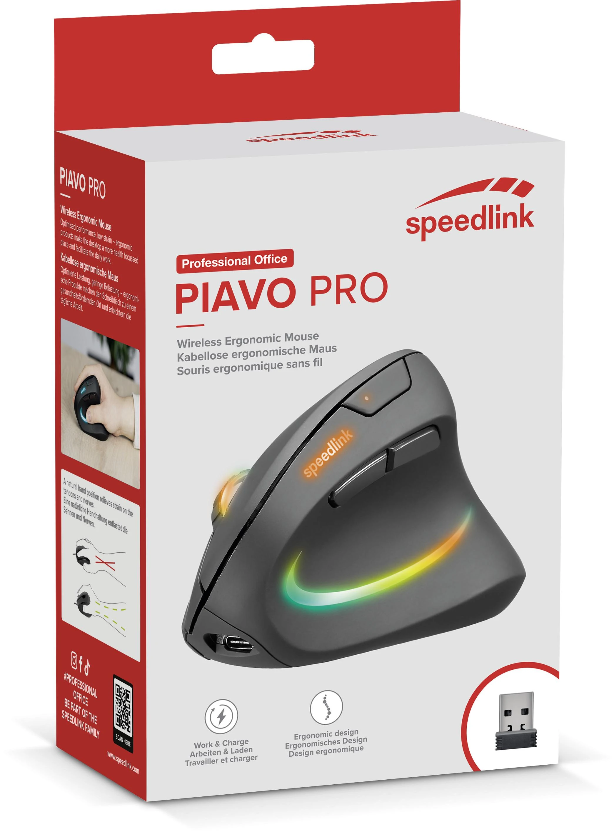 Speedlink Pelė PIAVO PRO. Illuminated Rechargeable Vertical retail
