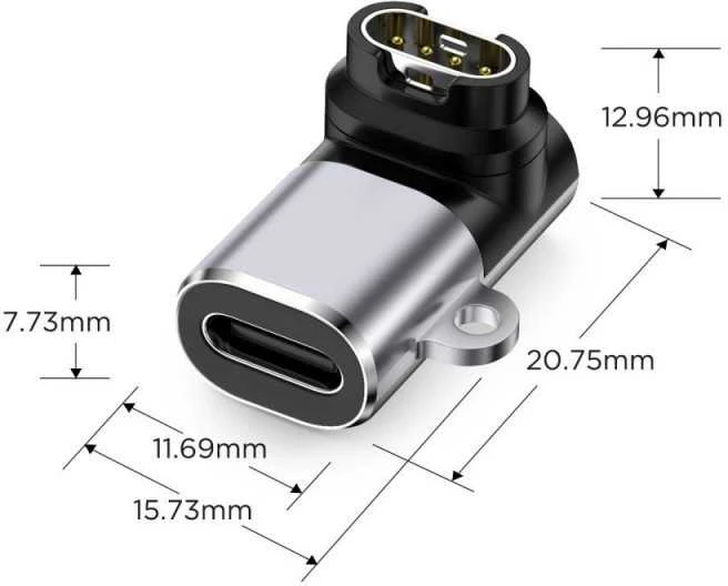 Tech-Protect Ultraboost USB-C Angle Adapteris skirtas Garmin Watch – pilkos spalvos