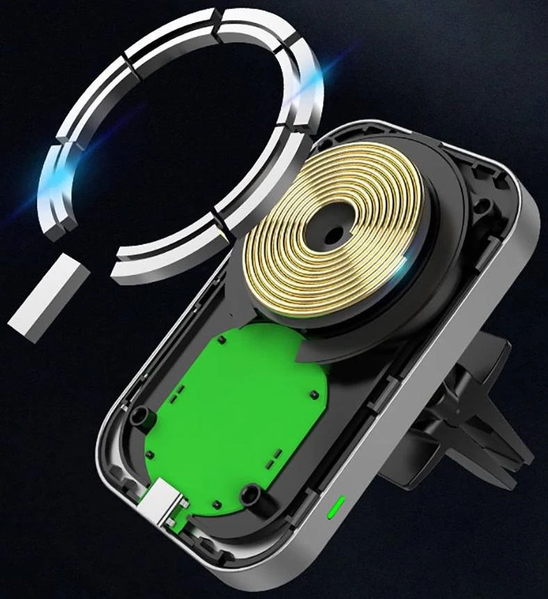MagSafe Automobilinis laikiklis su 15W belaidžiu įkrovimu for Supply / ventiliacijos grotelėms USB-C Tech-Protect CW19 juodos spalvos