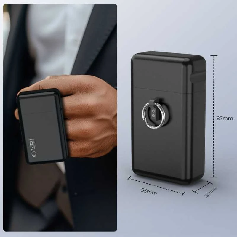 Dėklas „Tech-Protect KLR200“ metalinis automobilio rakto RFID blokavimo įrenginys – Juodas