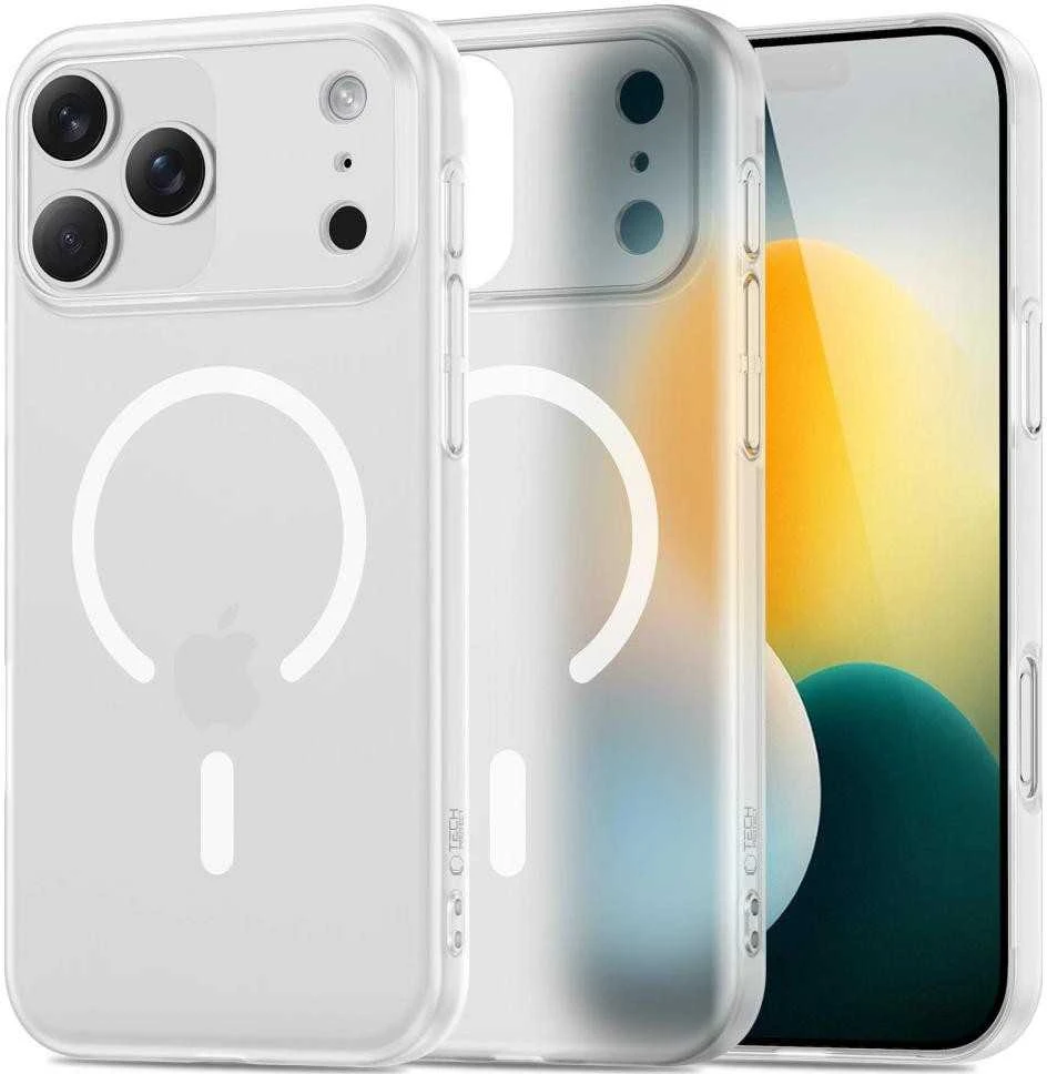 „Tech-Protect MagSlim MagSafe“ dėklas, skirtas „iPhone 17 Pro“ – matinis baltas