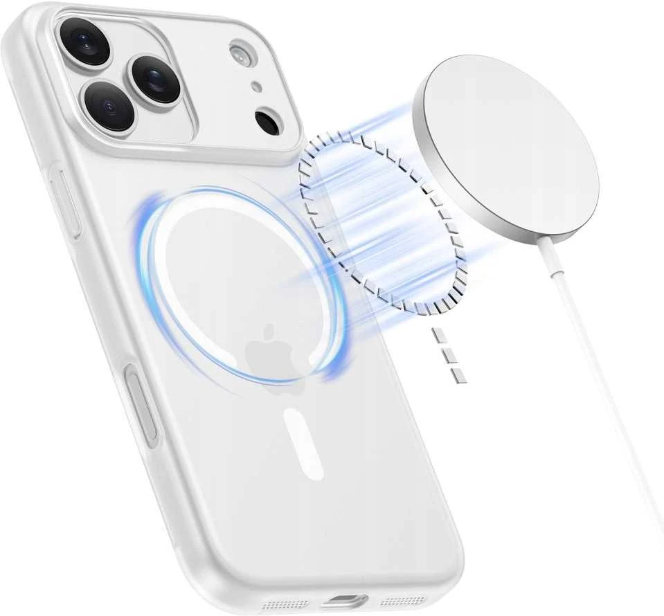 „Tech-Protect MagSlim MagSafe“ dėklas, skirtas „iPhone 17 Pro Max“ – matinis baltas