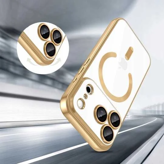 „Tech-Protect MagFlex MagSafe“ dėklas, skirtas „iPhone 17 Pro Max“ – permatomo aukso spalvos