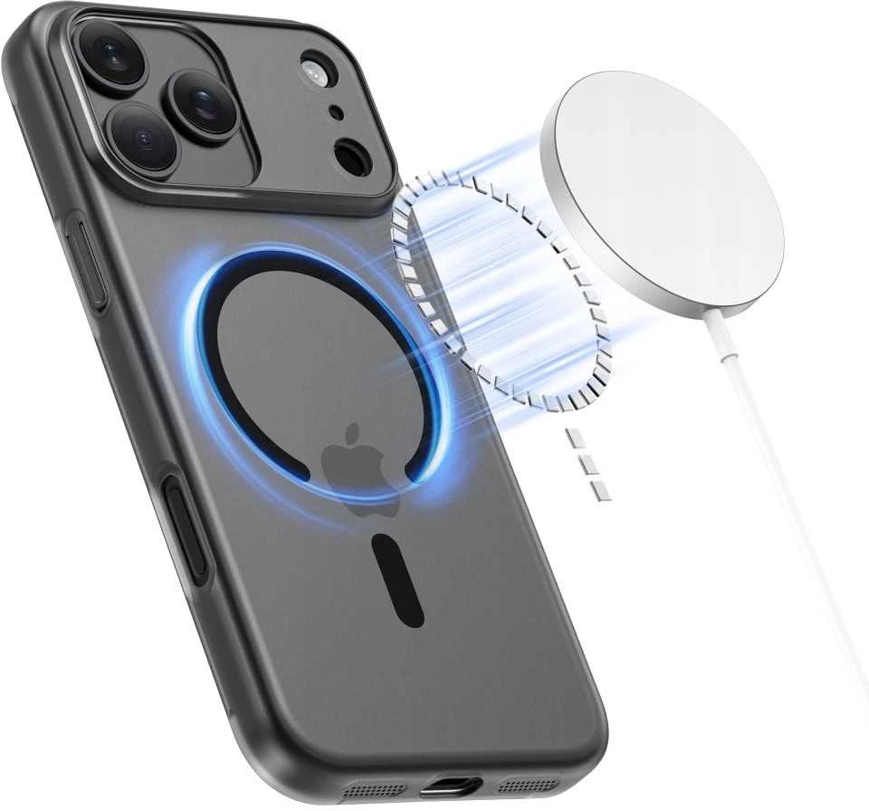 „Tech-Protect MagSlim MagSafe“ dėklas, skirtas „iPhone 17 Pro Max“ – matinis juodas