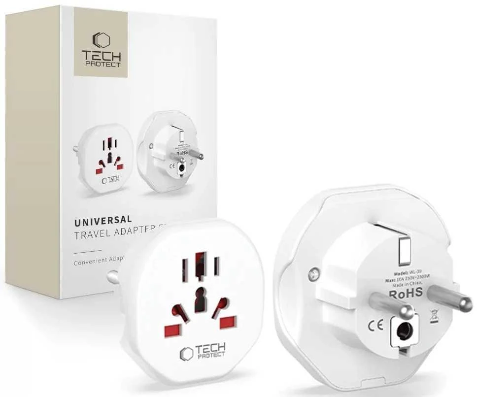 TECH-PROTECT UNIVERSAL TRAVEL ADAPTER FROM EU Baltas